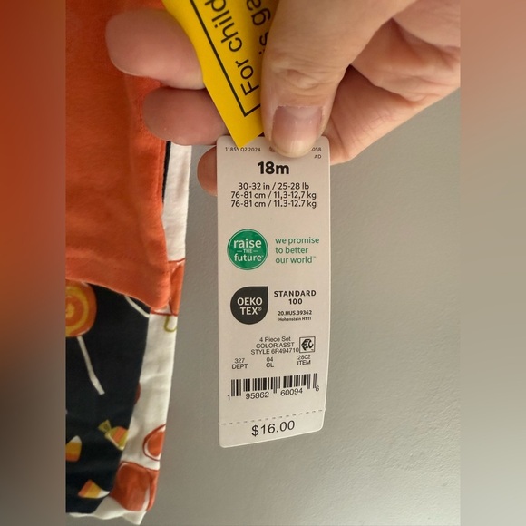 Carters Halloween Ghost Pumpkin Fall Pajama Matching Sets SZ 18M New 100% Cotton - Picture 5 of 8